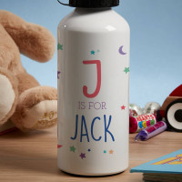 Personalised Boys Moon & Stars White Water Bottle