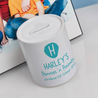 personalised Boys Pennies & Pounds Personalised Money Box