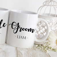 personalised bride and groom double durham mugs