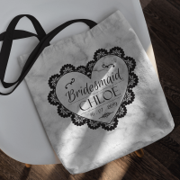 personalised Bridesmaid Marble Canvas Tote Bag