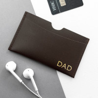 personalised Leather Card Holder - Brown