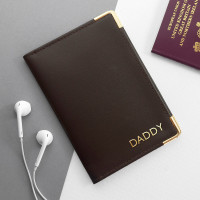 personalised Leather Passport Cover - Brown