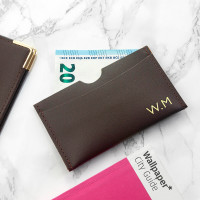 personalised Leather Card Holder - Brown