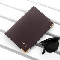 personalised Leather Passport Cover - Brown