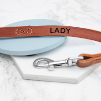 personalised Classic Black Leather Dog Lead