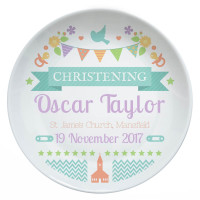 personalised Bunting Christening Plate