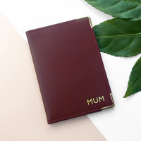 personalised Leather Passport Cover - Burgundy