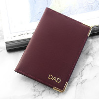 personalised Leather Passport Cover - Burgundy