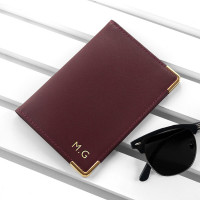 personalised Leather Passport Cover - Burgundy