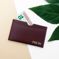 personalised Leather Card Holder - Burgundy