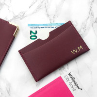 personalised Leather Card Holder - Burgundy
