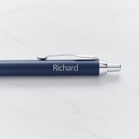 Engraved Parker IM Blue Chrome Trim Ballpoint Pen