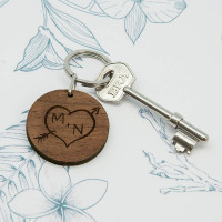 personalised Carved Tree Round Wooden Keyring