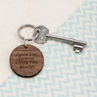 personalised Carved Tree Round Wooden Keyring