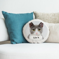 personalised cat name round cushion