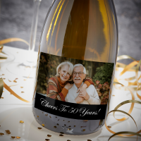 Cheers to 50 Years Anniversary Photo Upload Boutique Gifts Prosecco Double Glass With Bottle Gift Set