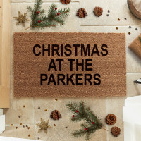 personalised Christmas At The Family Name Coir Doormat