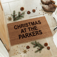 personalised Christmas At The Family Name Coir Doormat