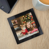 Personalised Glass Photo Coaster (Black)