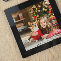 Personalised Glass Photo Coaster (Black)