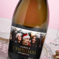 White Snowflake Christmas Photo Prosecco (Photo Upload)