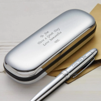 Personalised Chrome Pen Case & Pen