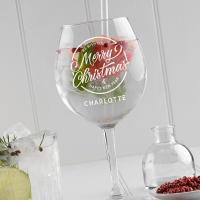 Circle Merry Christmas Gin Glass