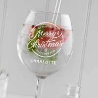 Circle Merry Christmas Gin Glass