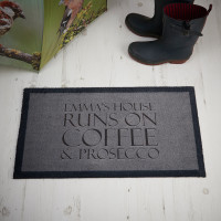 personalised coffee and prosecco doormat