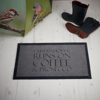 personalised coffee and prosecco doormat