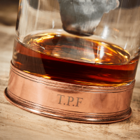 English Pewter Copper Highland Cow Glass Whisky Tumbler