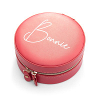 personalised Round Jewellery Case - Coral