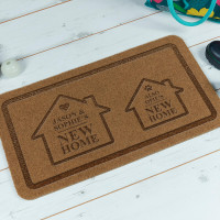 personalised Couple & Dog New Home Outdoor Engraved Doormat