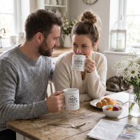 personalised mr and mrs heart matching mugs