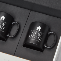 Couples New Home BLACK with black satin mugs 