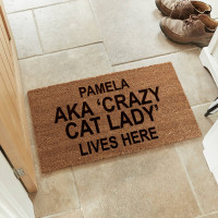 personalised Crazy Cat Lady Coir Doormat