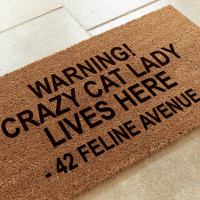 personalised Crazy Cat Lady Coir Doormat