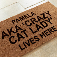 personalised Crazy Cat Lady Coir Doormat