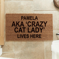 personalised Crazy Cat Lady Coir Doormat