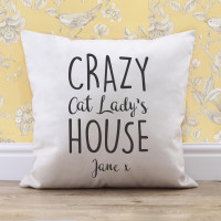 personalised Crazy Cat Lady Cotton Cushion