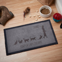 personalised Crazy Cat Lady Lives Here Doormat