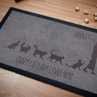 personalised Crazy Cat Lady Lives Here Doormat