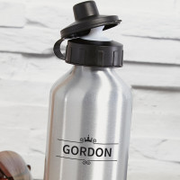 personalised Crown Name Silver Water Bottle