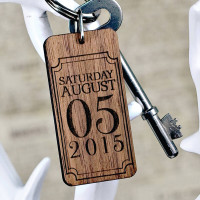 Rectangle special Date Wooden Keyring