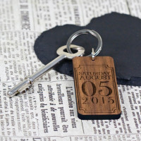 Rectangle special Date Wooden Keyring