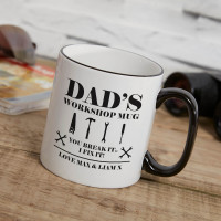 personalised Dad's Workshop Two Tone Mug Black