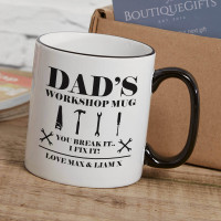 personalised Dad's Workshop Two Tone Mug Black