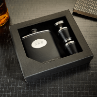 Deluxe Hip Flask Gift Set Black