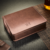Deluxe Hip Flask Gift Set Brown