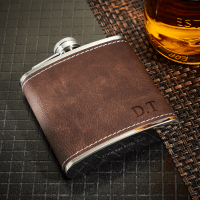 Deluxe Hip Flask Gift Set Brown